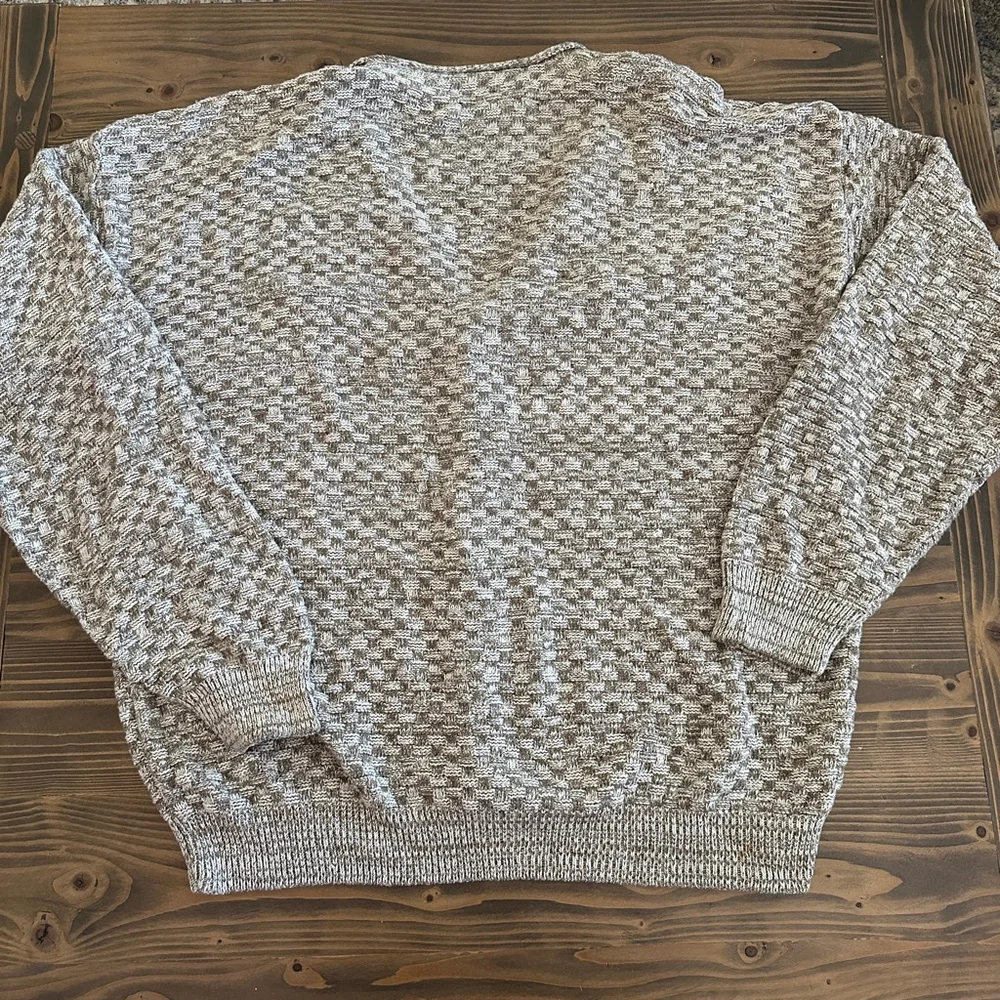 Cape Isle Knitters Cardigan XL Brown White Textured Knit USA Made Grandpacore